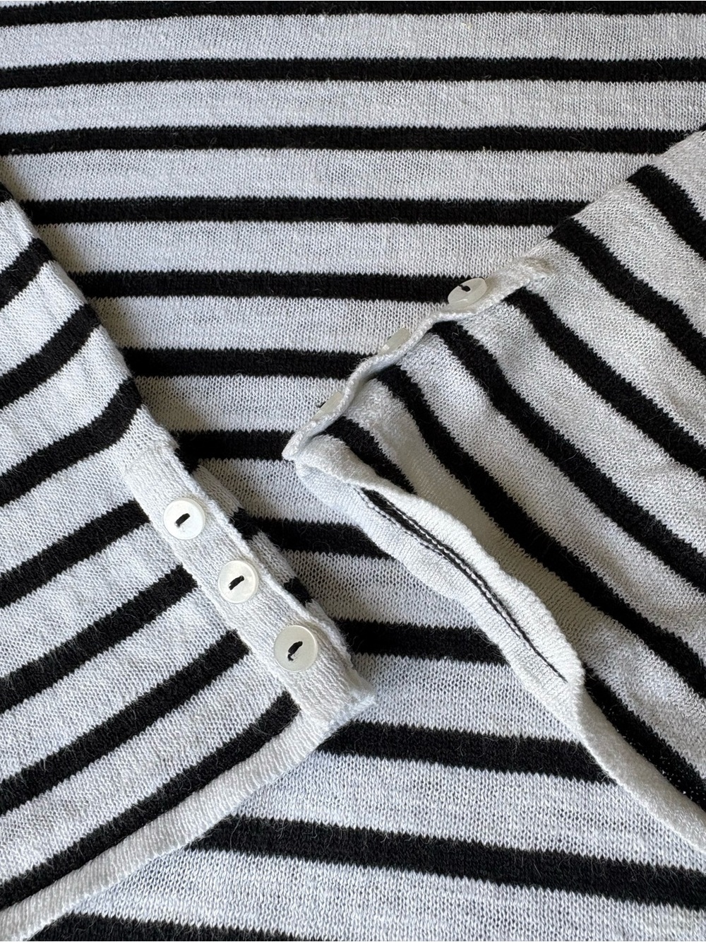 J. Jill Nautical Striped Linen Blend 3/4 Sleeve Top Size L - Picture 5 of 10